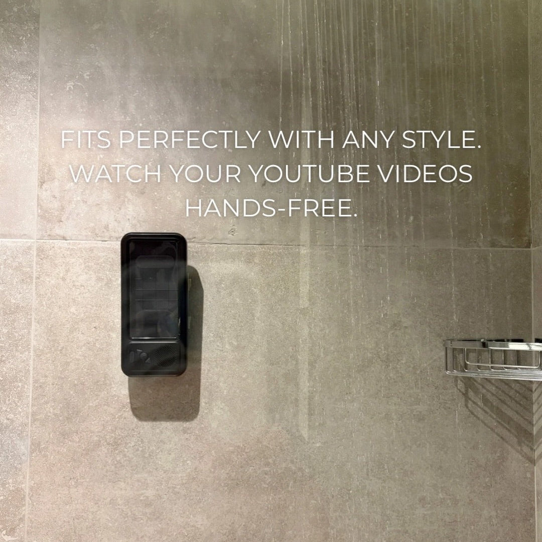 ShowerDock Water Resistant Phone Holder with Bluetooth Speaker