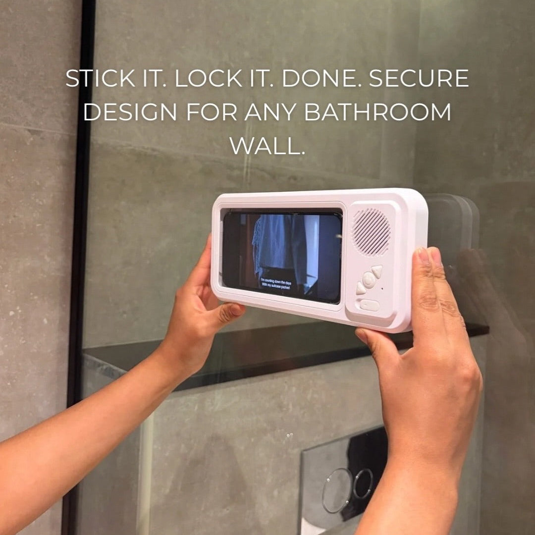ShowerDock Water Resistant Phone Holder with Bluetooth Speaker